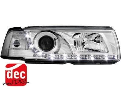 Koplampen BMW E36 Limousine/Touring 92-98 Devil Eyes real DRL LED Chrome