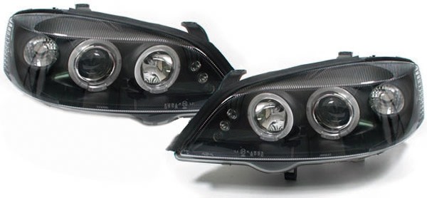 Koplampen Opel Astra G 97-04 Angel Eyes LED Zwart