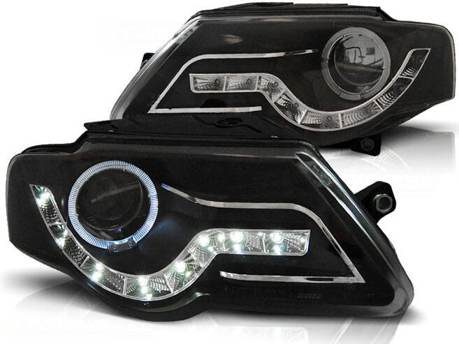 Koplampen VW Passat 3C 05 Devel eyes DRL look zwart