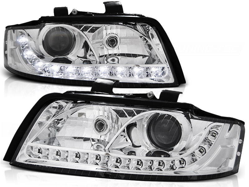 Koplampen Audi A4 8E 00-04 LED DRL look Chroom