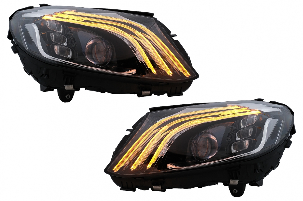 Koplampen Mercedes C-Klasse W205 Tube LED Tube Zwart