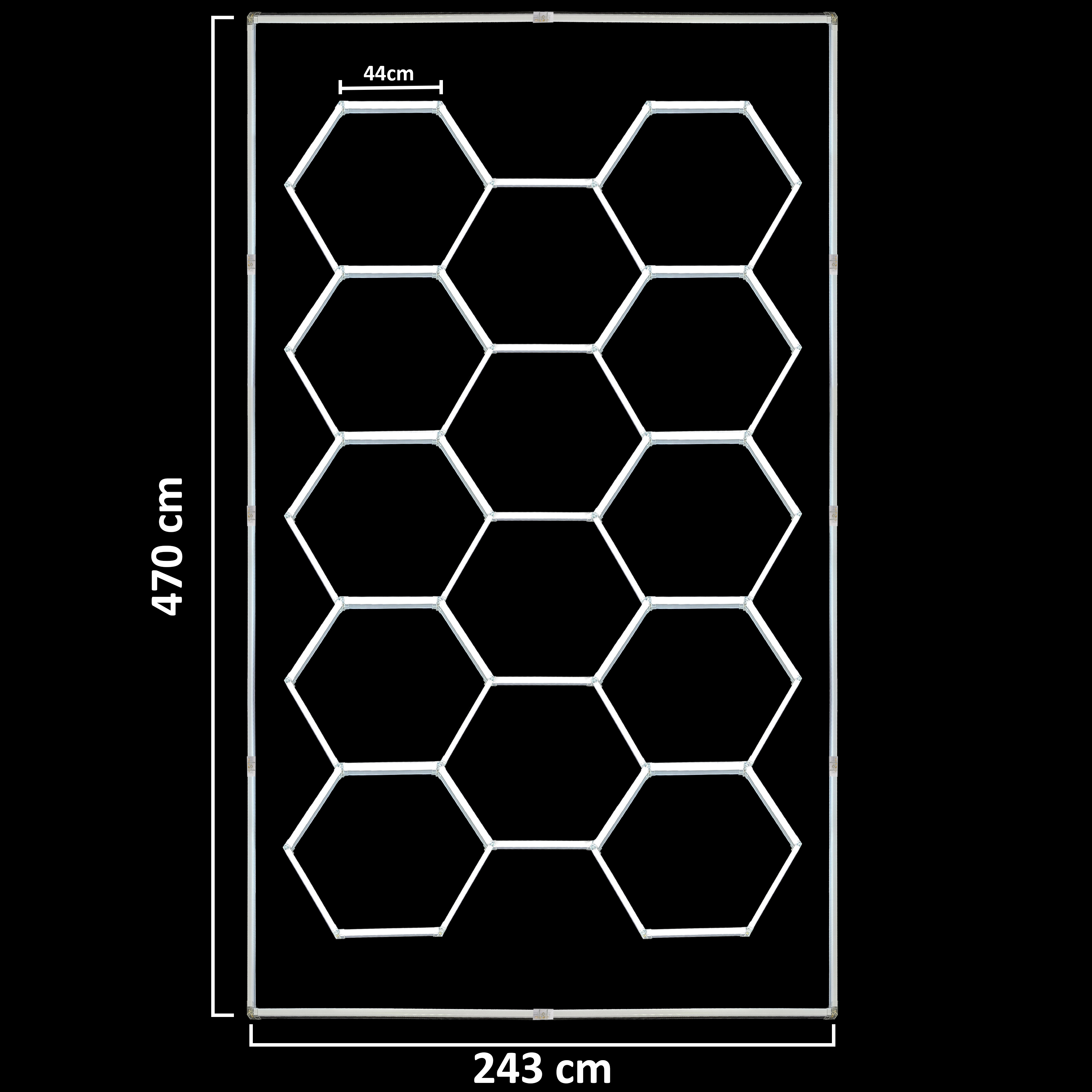 Hexagon verlichting LED paneel 2.40 x 4.80 m